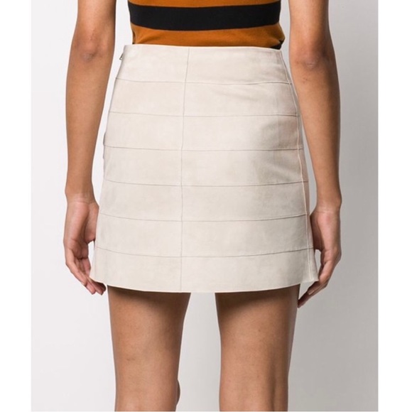 NEW THEORY STRIPE SEAM SUEDE MINI SKIRT - Picture 7 of 10